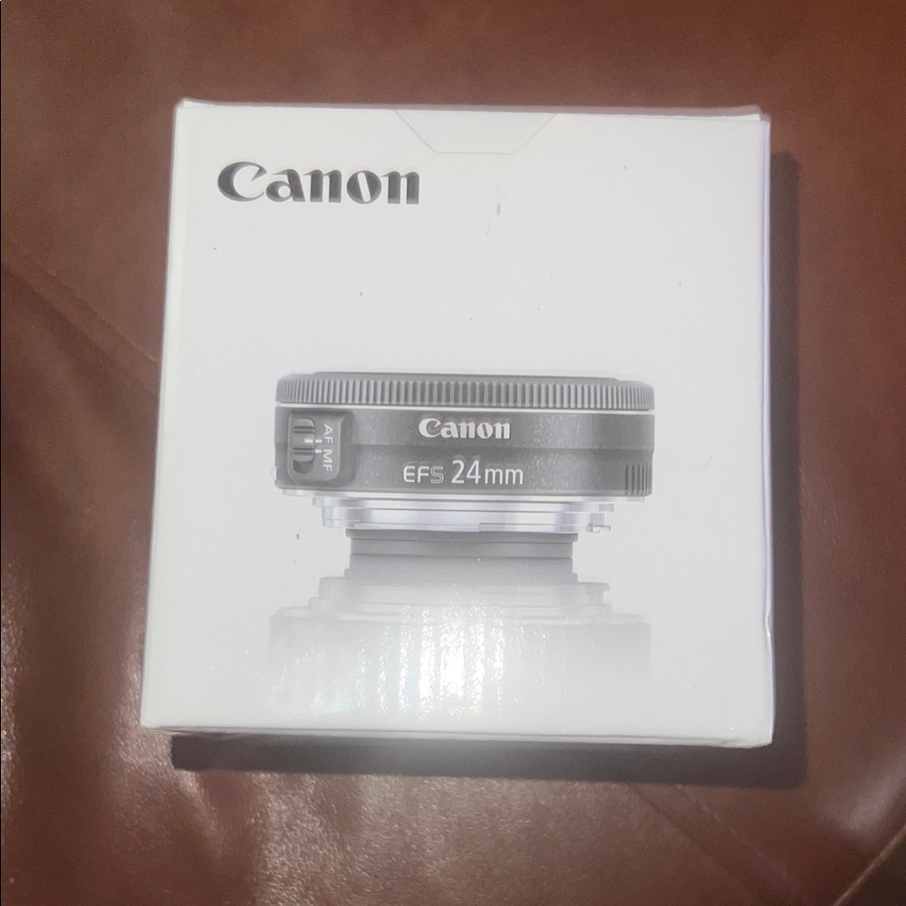 Canon EF-S 24mm Lens - Black and Gray